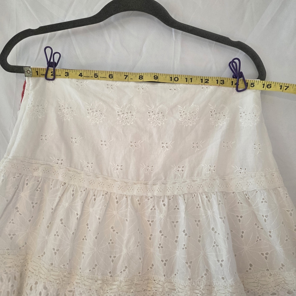 Ralph Lauren White Eyelet Lace Skirt 100% Cotton Knee Length Zipper Closure Sz8 - Picture 13 of 15